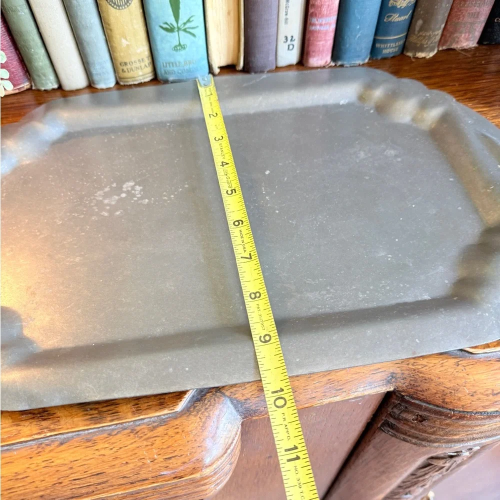 Vintage Pewter Vanity Tray – Scalloped Edges, Rectangular, England